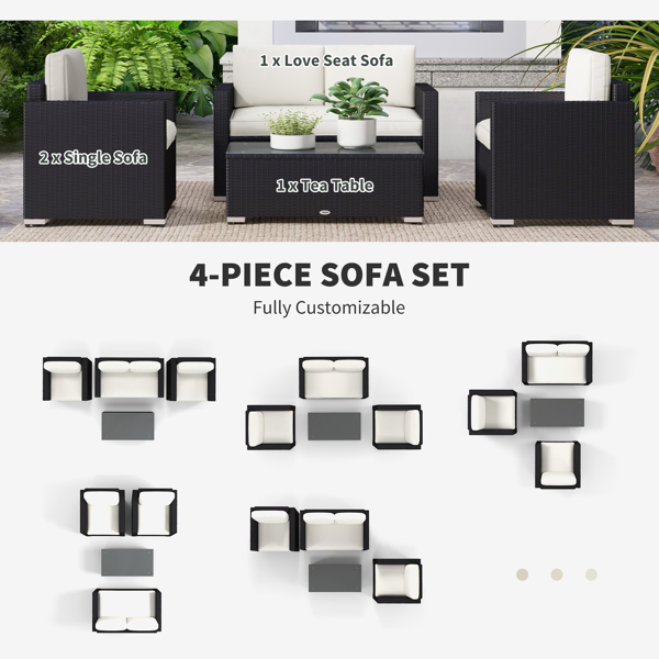 Pieces 4-Piece Patio Furniture Set - Modern Outdoor Comfort - Image 3